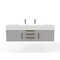 Castello Usa Nile 60" Wall Mounted Gray Vanity With White Top And Gold Handles CB-MC-60G-GLD-2053-WH - alternate 1